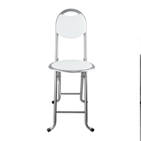 TABURETE PLEGABLE CON RESPALDO BLANCO
