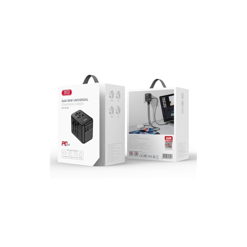 ADAPTADOR UNIVERSAL DE VIAJE 65W 3 X...
