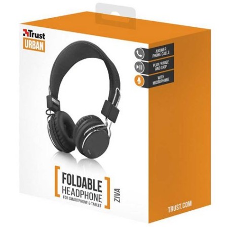 AURICULARES TRUST ZIVA BLACK CON MICROFONO Y CONTROL VOLUMEN
