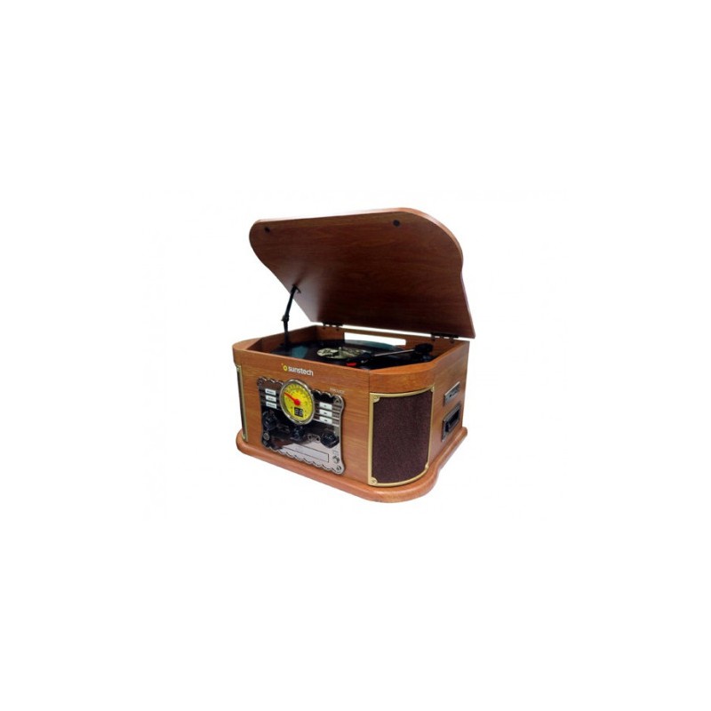 TOCADISCOS DE MADERA RETRO | CD | FM | BT | CASSETTE | PXRC52CDWD SUNSTECH