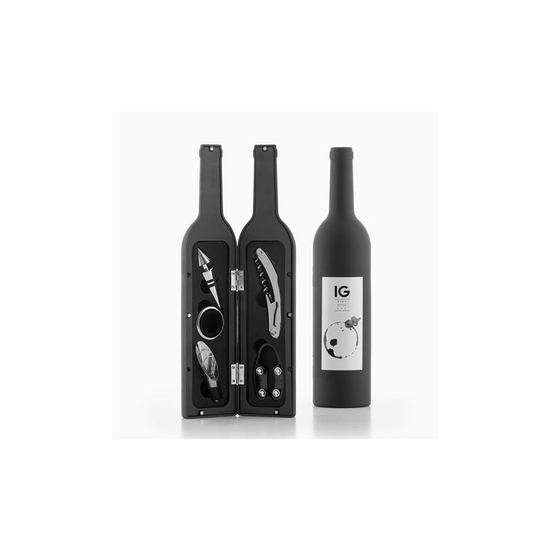 ESTUCHE ACCESORIOS VINO FORMA BOTELLA