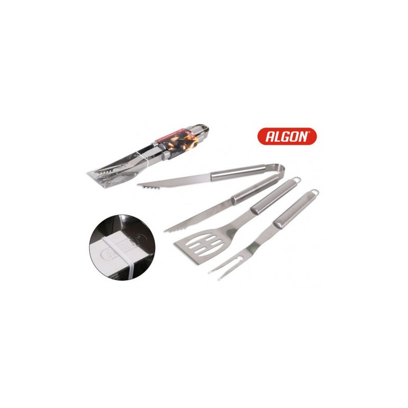 SET 3 ACCESORIOS BARBACOA SILVER ALGON