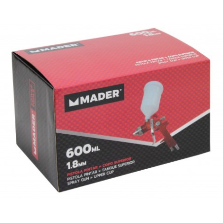 PISTOLA PINTAR VASO SUPERIOR, 1.8mm. 600mL. MADER
