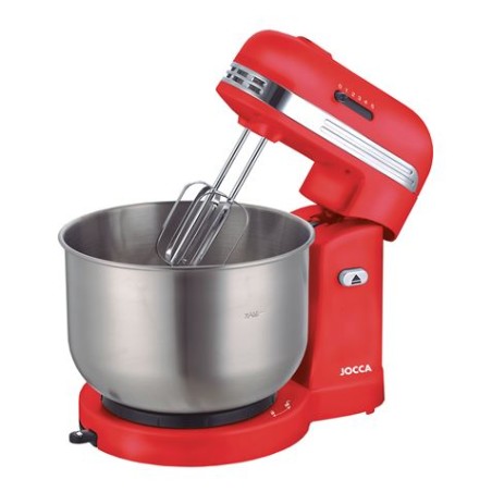 BATIDORA AMASADORA CON BOWL 3.5L 350W ACERO INOX ROJA JOCCA