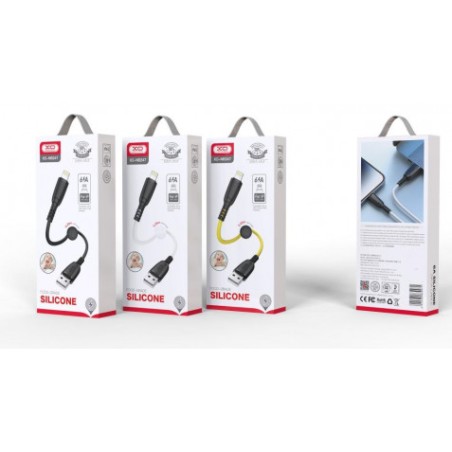 CABLE NB247 CARGA RAPIDA USB - MICRO USB | 6A | 25CM CON CLIP | BLANCO XO