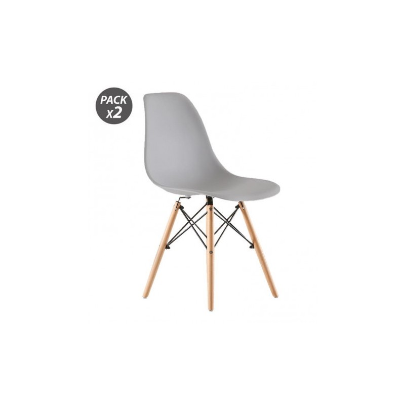 PACK 2 SILLAS DESIGN D100 GRISES MUVIP