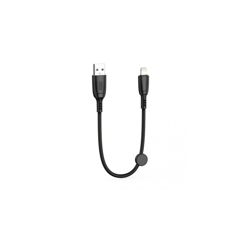 CABLE NB247 CARGA RAPIDA USB - LIGHTNING | 6A | 25CM CON CLIP | NEGRO XO