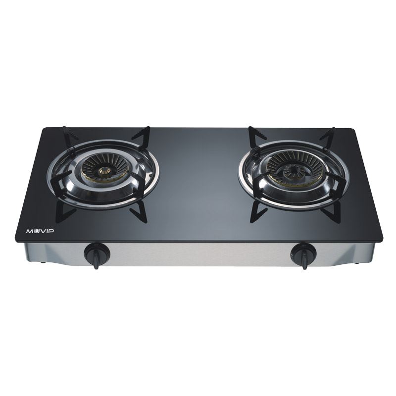 COCINA GAS INOX 2 FUEGOS CRISTAL TEMPLADO MUVIP - MV0384