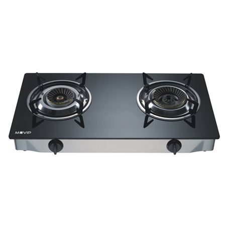 COCINA GAS INOX 2 FUEGOS CRISTAL TEMPLADO MUVIP - MV0384