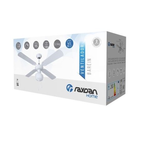 VENTILADOR DE TECHO BLANCO CON LAMPARA 4ASPAS 3VEL