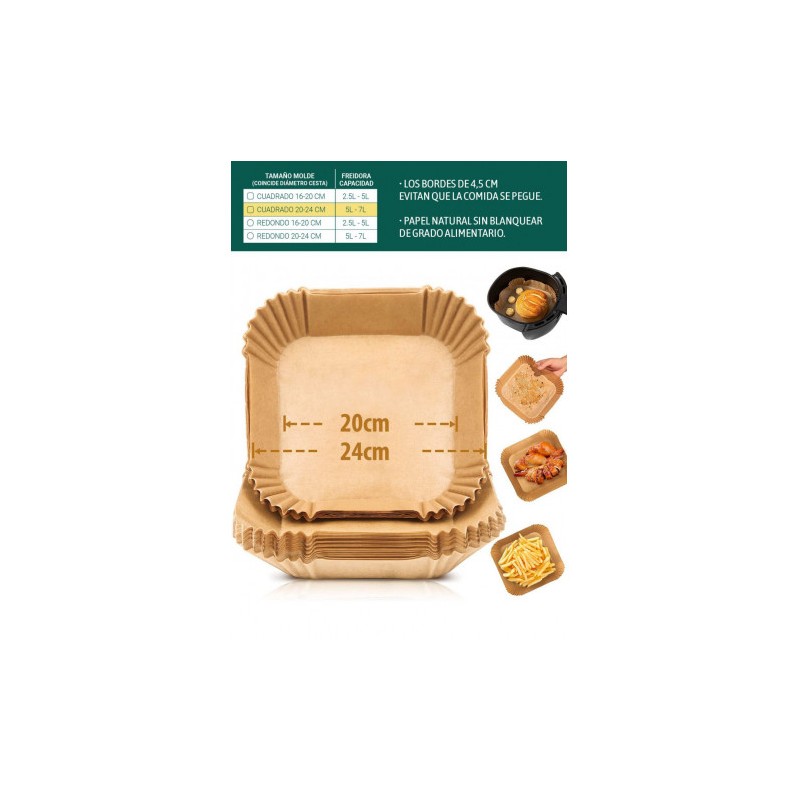 PACK 20 BASES PAPEL PARA AIRFRYER...