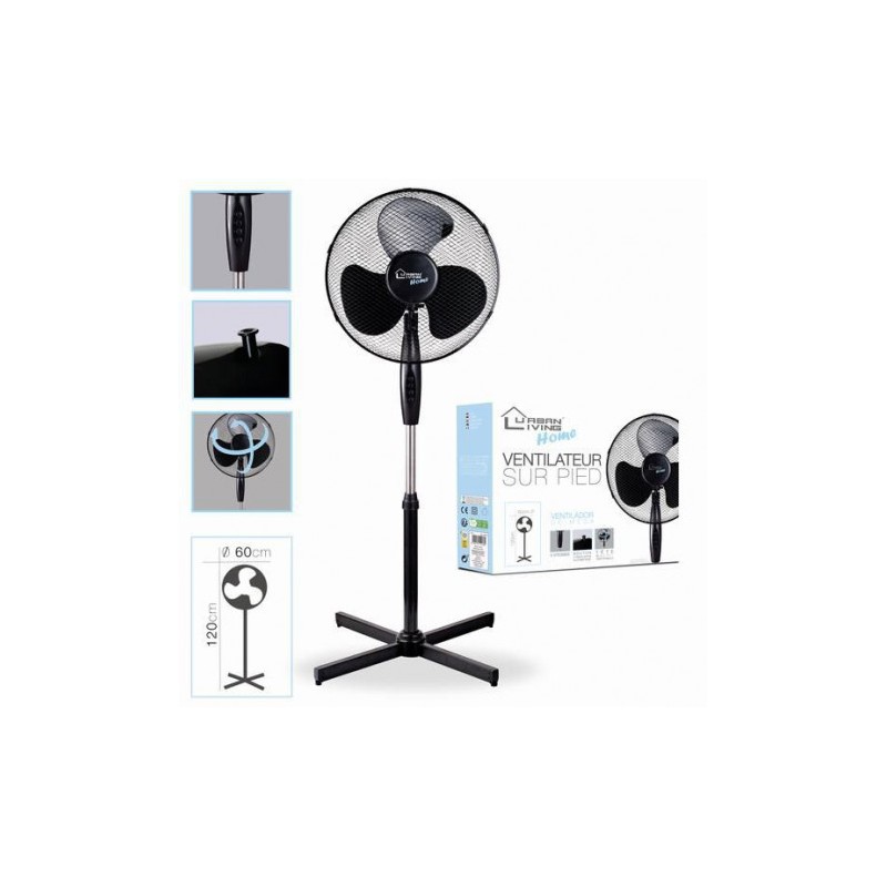 VENTILADOR DE PIE NEGRO 45W 120CM...