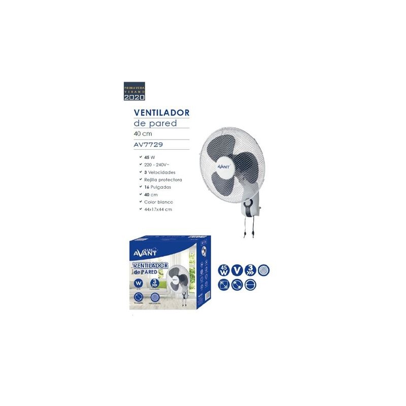 VENTILADOR DE PARED 40CM 45W AVANT