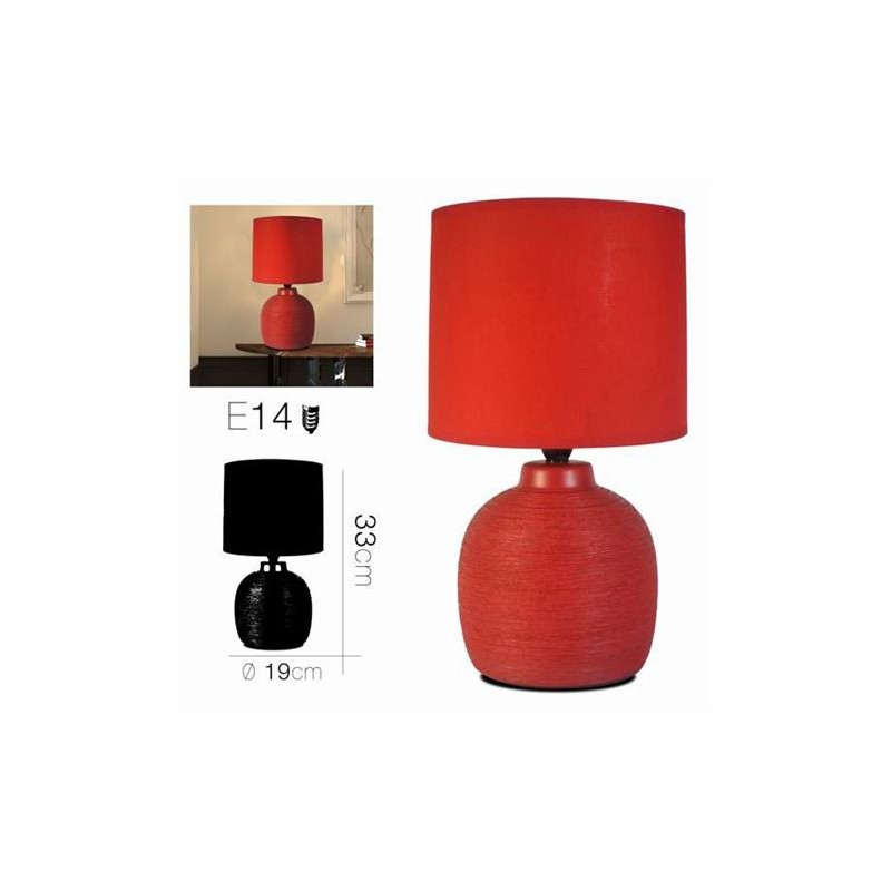 LAMPARA CERAMICA DE SOBREMESA ROJA...