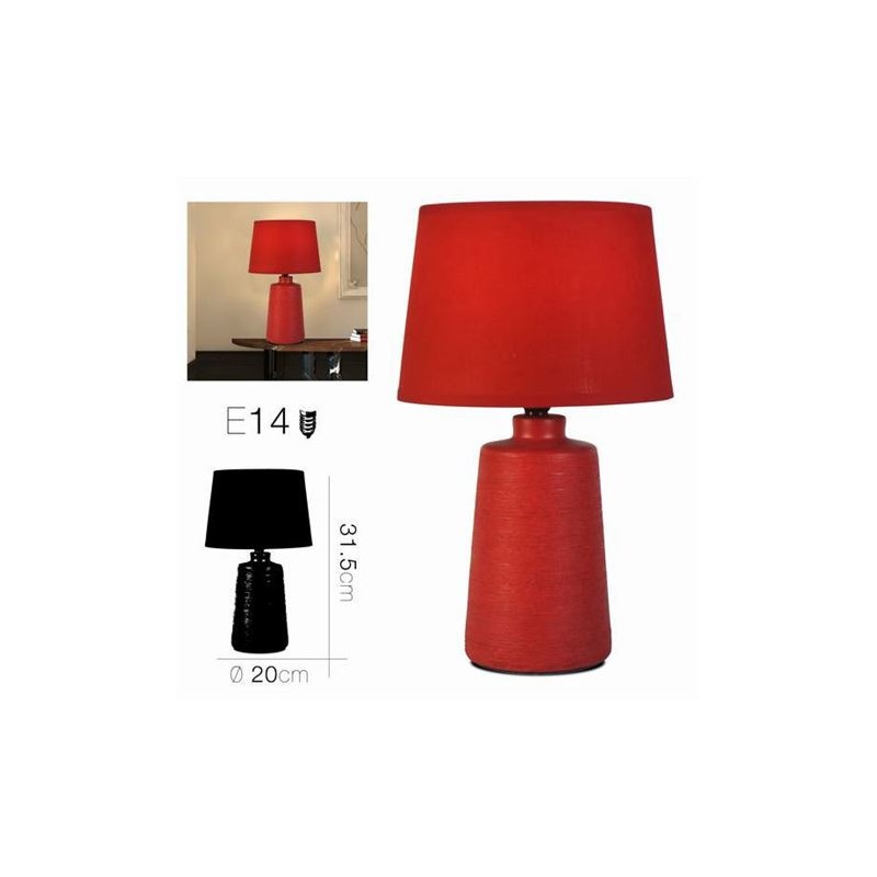 LAMPARA CERAMICA DE SOBREMESA ROJA...