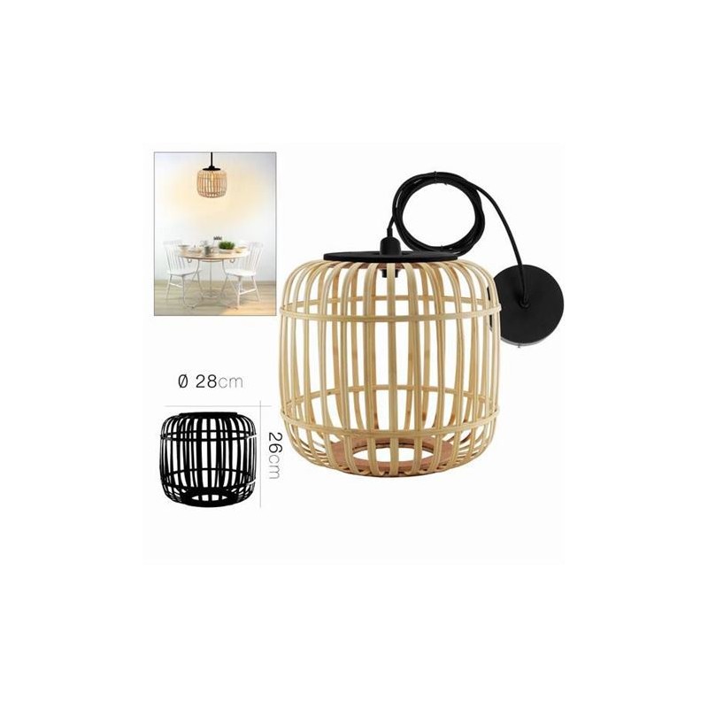 LAMPARA COLGANTE DE BAMBU 28X26CM
