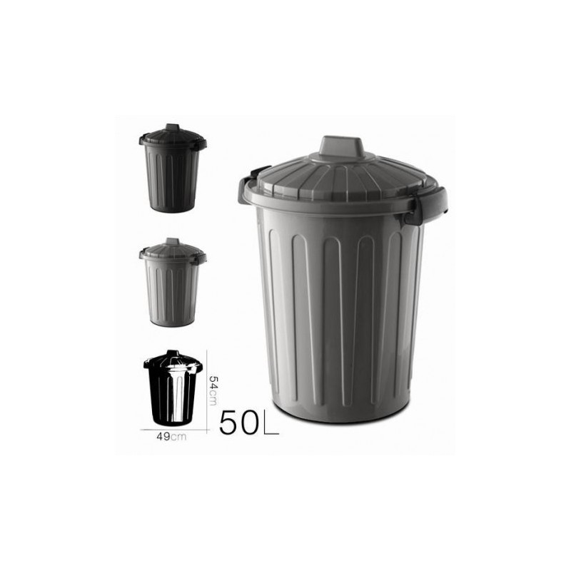 CUBO DE BASURA CON TAPA GRIS 50...
