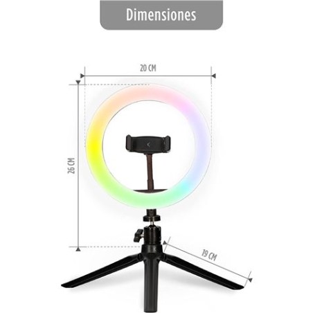 ARO DE LUZ RGB CON TRIPODE 1000 LUMENS KSIX
