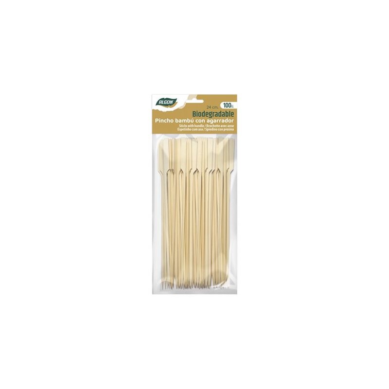PACK 100 PINCHOS BAMBU CON AGARRADOR...