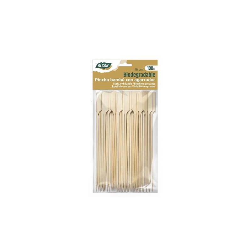 PACK 100 PINCHOS BAMBU CON AGARRADOR...
