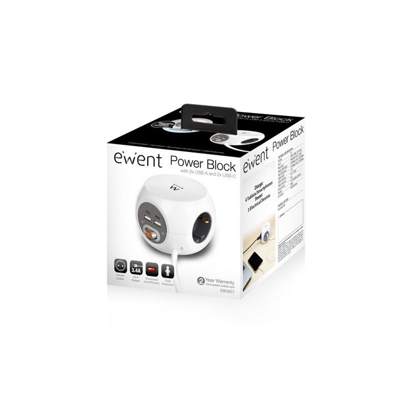 REGLETA 3 SUCKO + 2X USB C + 2X USB...