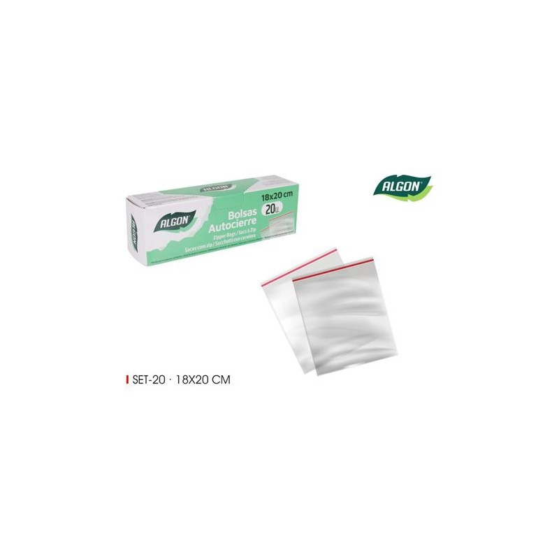 PACK 20 BOLSAS AUTOCIERRE TIPO ZIP...