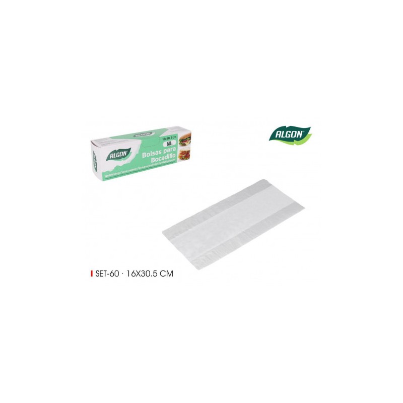 PACK 60 BOLSAS BOCADILLOS 16X30CM ALGON