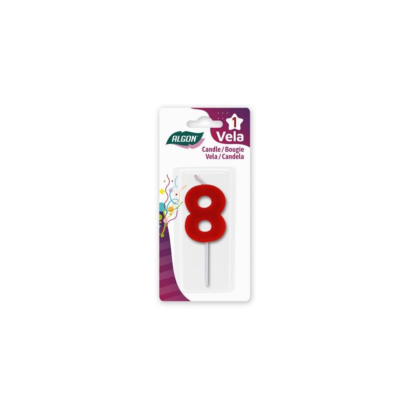 VELA ROJA NUMERO 8 ALGON