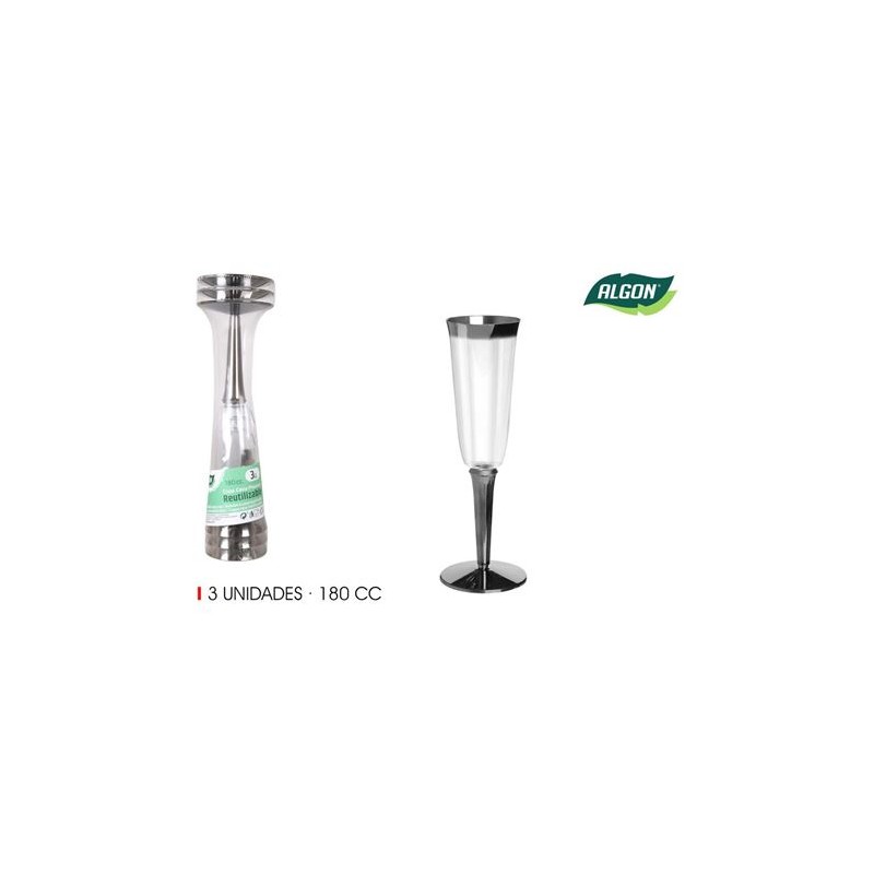SET 3 COPAS CAVA 3 PIEZAS 180CC ALGON