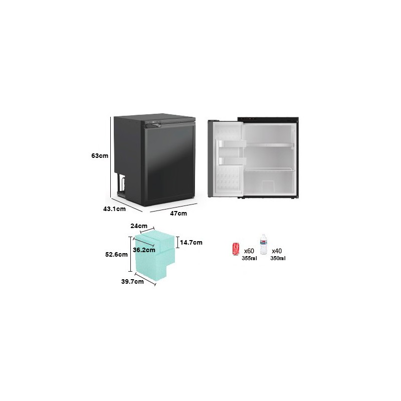 NEVERA FIJA CON COMPRESOR LG 12V 57...