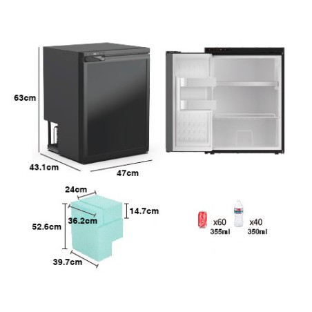 NEVERA FIJA CON COMPRESOR LG 12V 57 LITROS 60W MUVIP