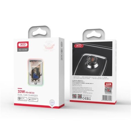 CARGADOR MECHERO CC50 QC 3.0 20W XO