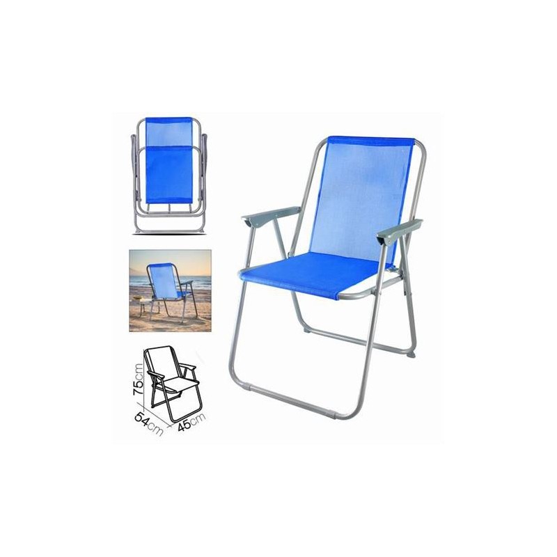 SILLA DE PLAYA PLEGABLE 54X45X75CM AZUL