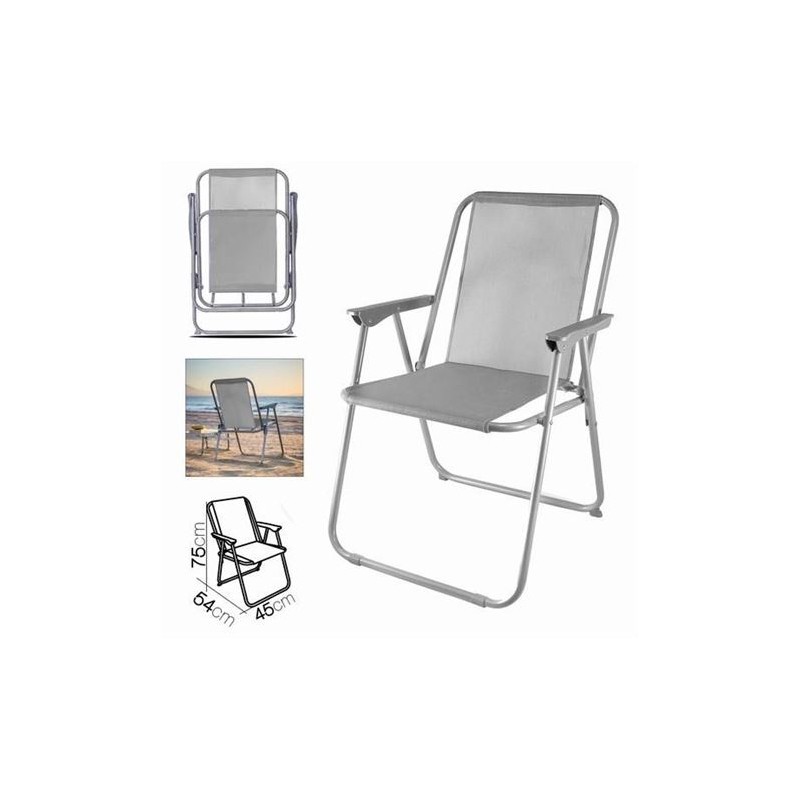SILLA DE PLAYA PLEGABLE 54X45X75 GRIS