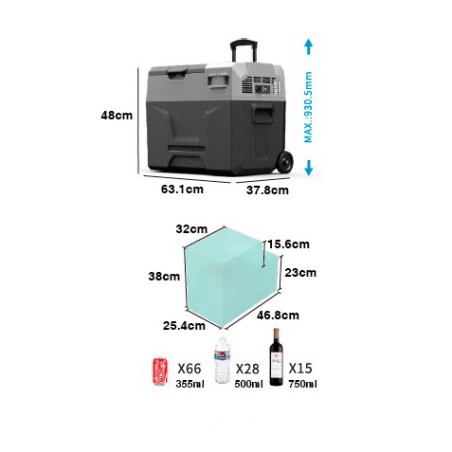 NEVERA DE COMPRESOR PORTATIL CON RUEDAS 40 LITROS 50W MUVIP