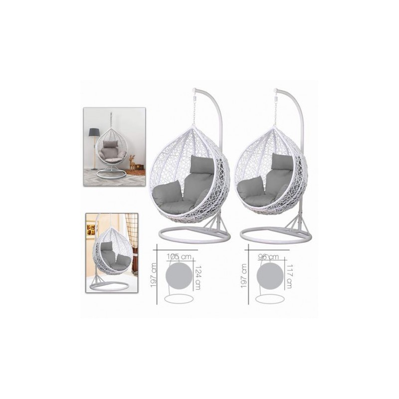 SET 2 BALANCINES MIMBRE BLANCO 105CM