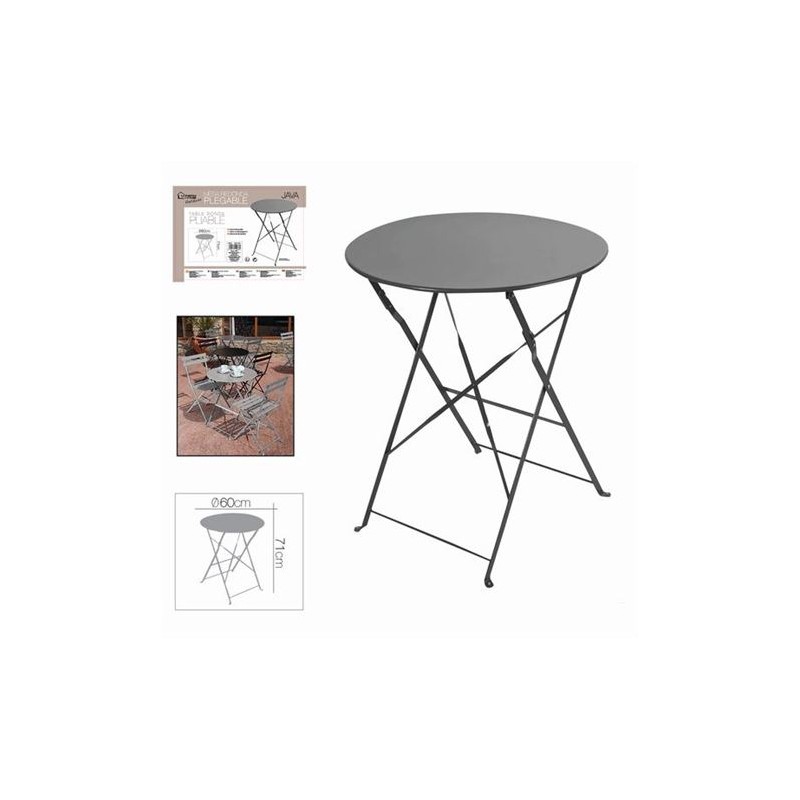 MESA METALICA REDONDA PLEGABLE JAVA