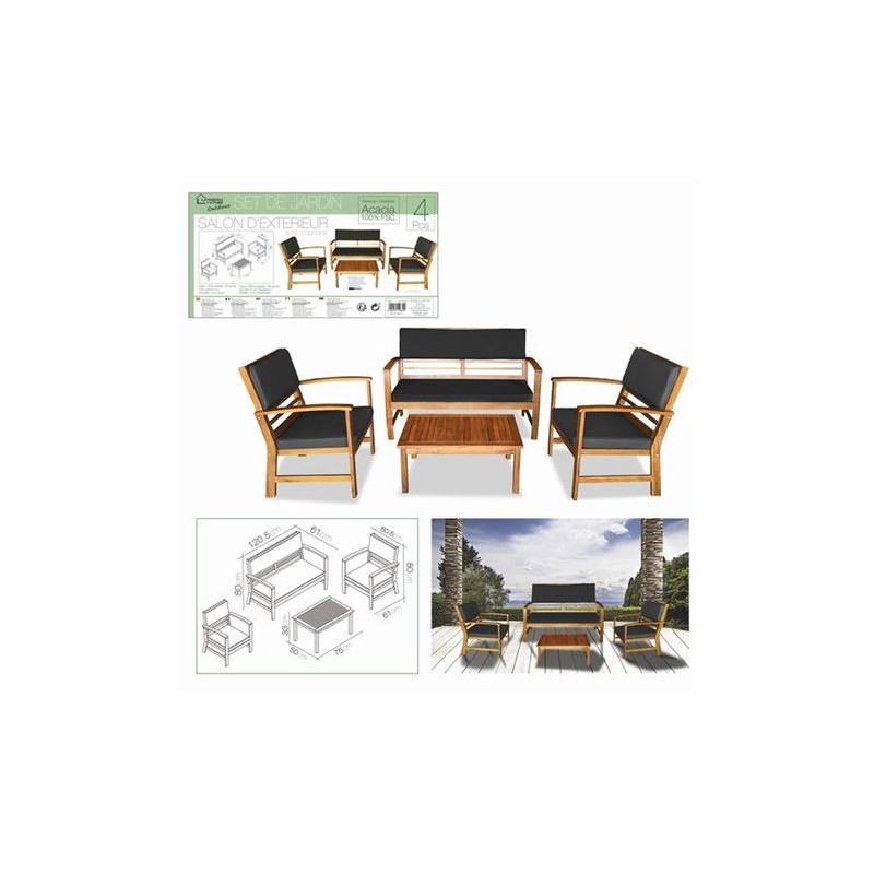 CONJUNTO DE JARDIN MADERA 4 PLAZAS +...