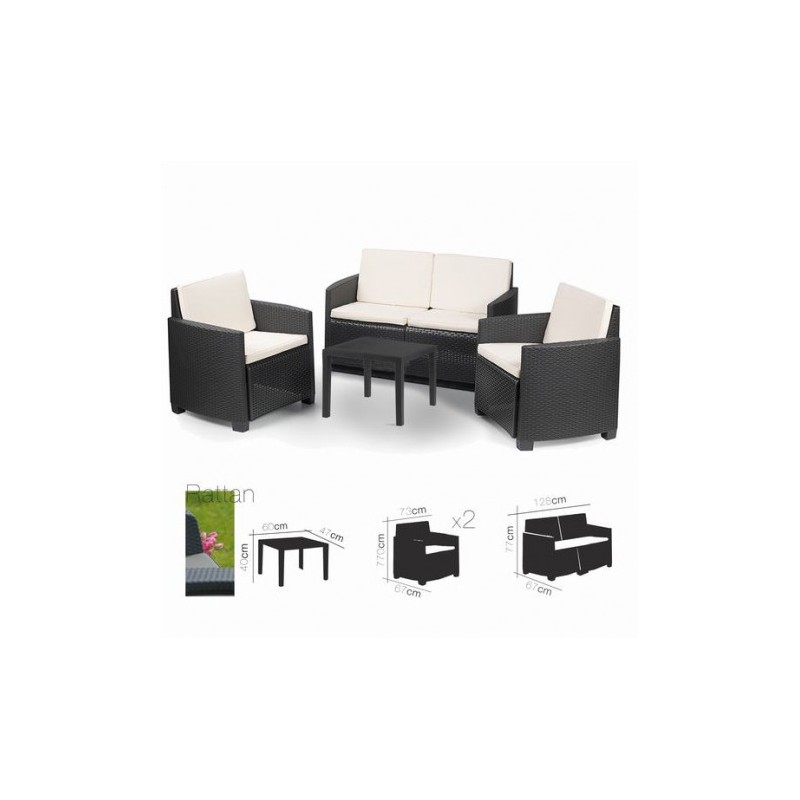 SET DE JARDIN 4 PLAZAS + MESA CENTRO...
