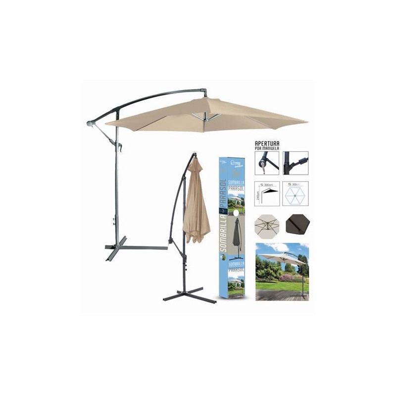 SOMBRILLA PARASOL 300CM BEIGE URBAN...