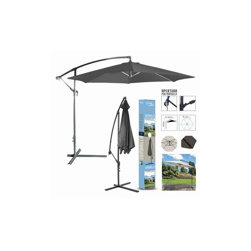 SOMBRILLA PARASOL 300CM GRIS OSCURO...