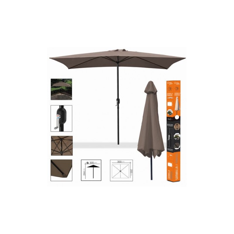 SOMBRILLA JARDIN 3X2 METROS MARRON