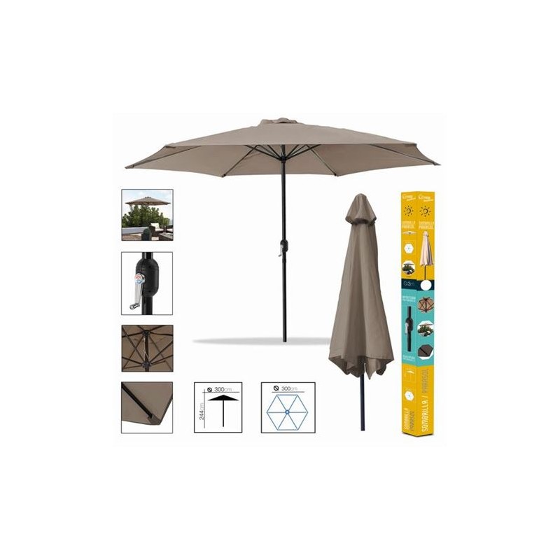 SOMBRILLA JARDIN 300CM METROS MARRON