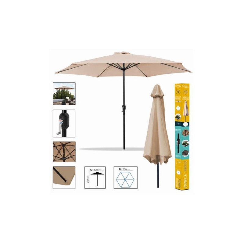 SOMBRILLA JARDIN 300CM METROS BEIGE