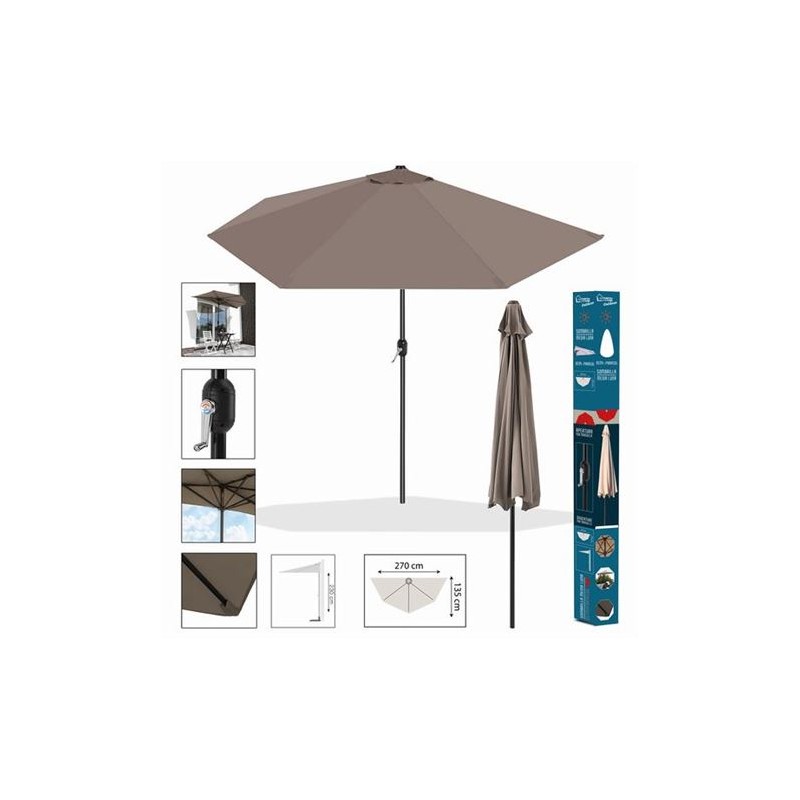 SOMBRILLA MEDIALUNA 270X135 MARRON