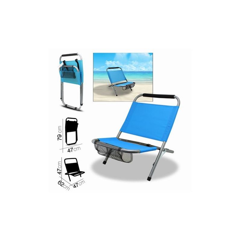 SILLA DE PLAYA TURQUESA 62X47XH47CM