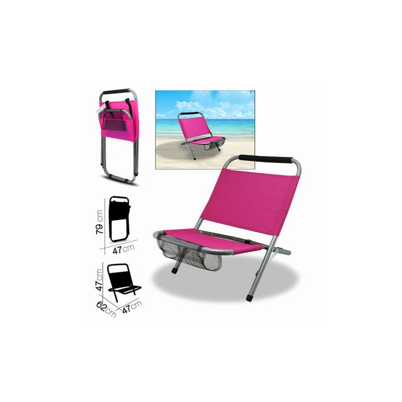 SILLA DE PLAYA FUCSIA 62X47XH47CM
