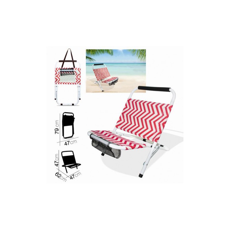 SILLA DE PLAYA ZIGZAG GROSELLA 62X47XH47CM