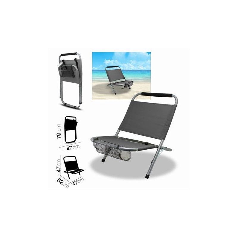 SILLA DE PLAYA ANTRACITA 62X47XH47CM
