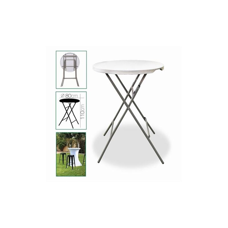 MESA PLEGABLE COCTEL REDONDA BLANCO...